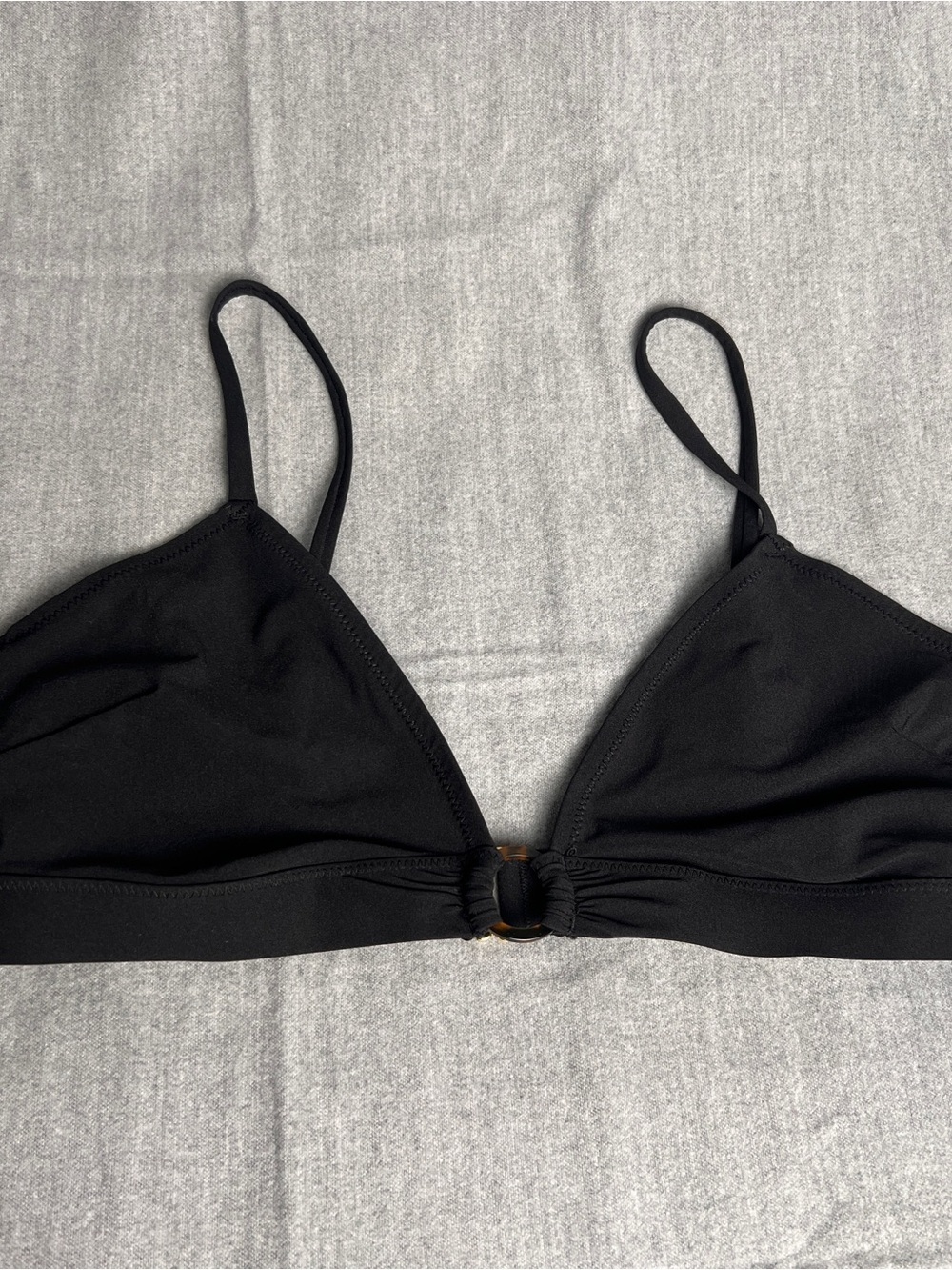 H&M Black Bikini Top Size 8 with Ring Detail, NWOT